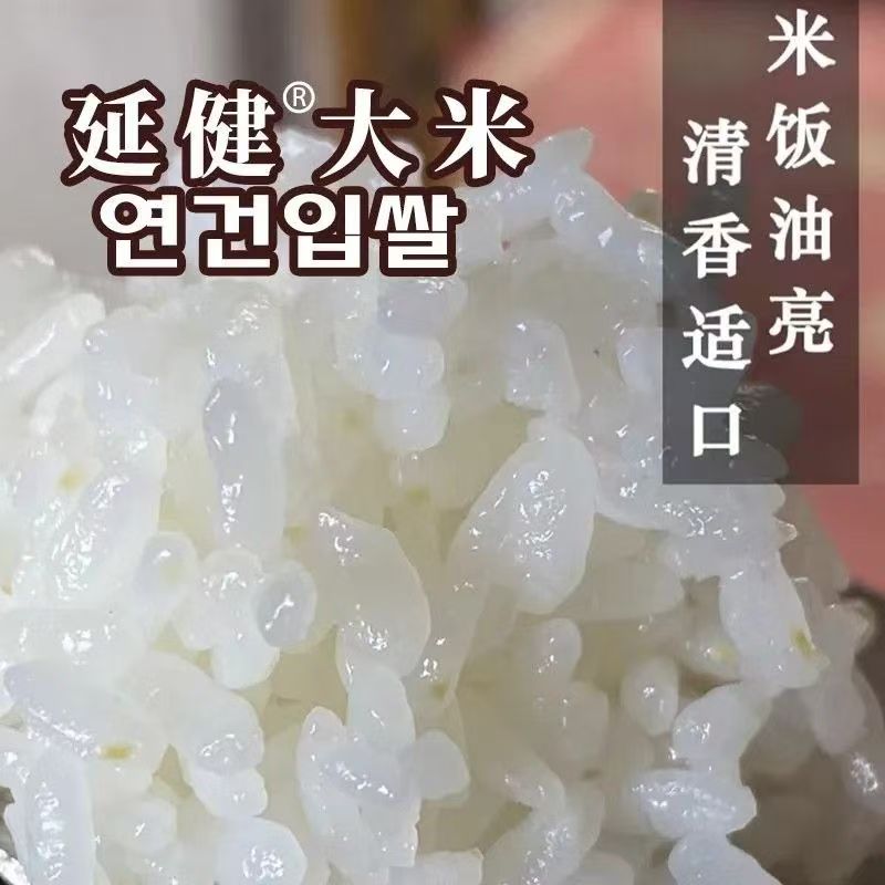 延健大米蒸熟后的米饭实拍，颗粒油亮分明